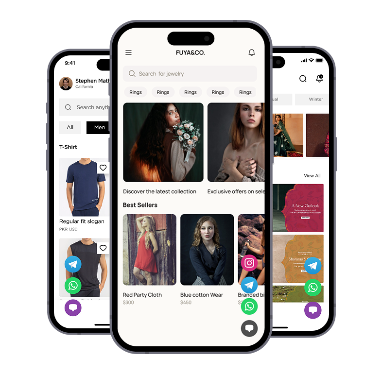 ChatHub widget on mobile devices showing multi-channel support